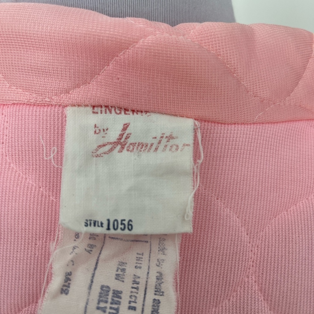 VINTAGE Hamilton Lingerie Pink Quilted Housecoat Robe Made Canada Retro 60's - Picture 11 of 15